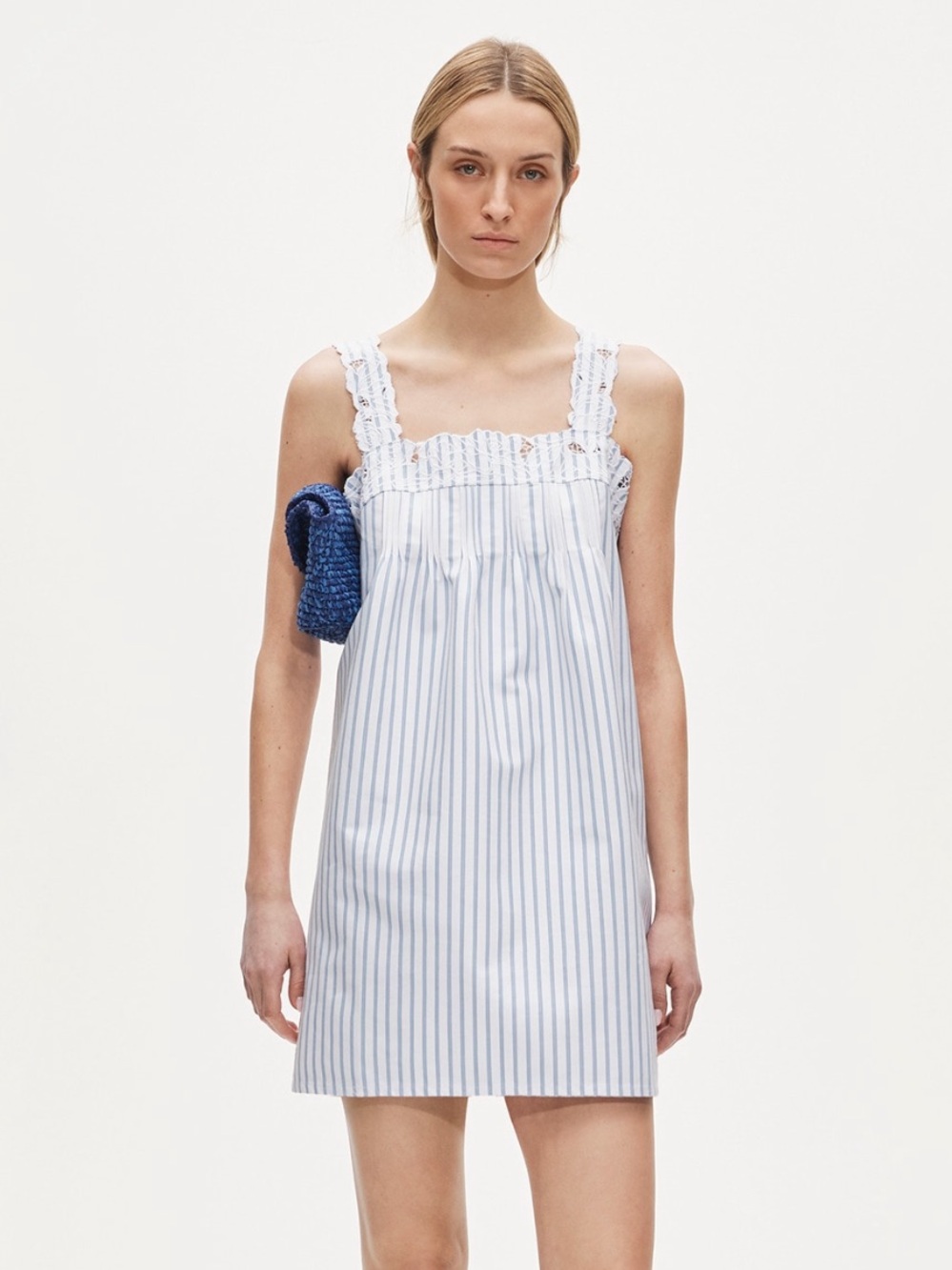 J.Crew Ondine mini dress in striped double cotton poplin - white blue